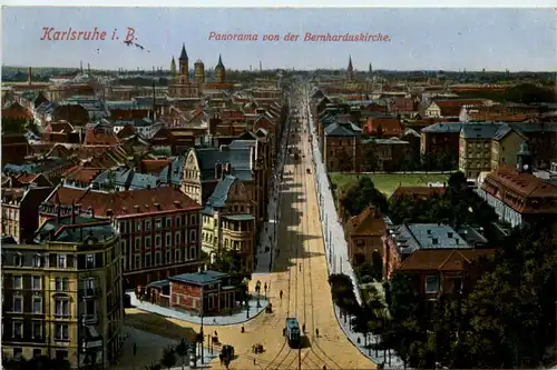 Karlsruhe - Panorama von der Bernharduskirche -471874