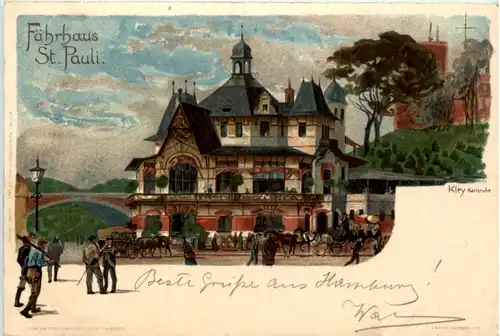 Hamburg - Fährhaus St. Pauli - Litho -472756