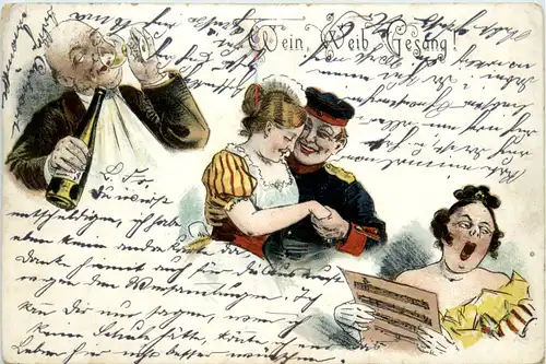 Wein Weib Gesang - Litho Humor -476774