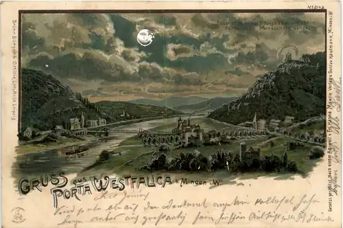 Gruss aus Porta Westfalica bei Minden - Litho -477134