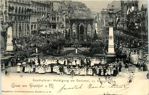 Gruss aus Frankfurt - Goethe Feier - Huldingung am Denkmal 1899 -477064