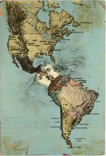 South Amerca - North America - Prägekarte -476912
