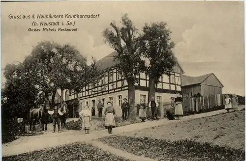 Gruss aus Neuhäusern Krumhermsdorf bei Neustadt in Sachsen - Gustav Michels Restaurant -476970