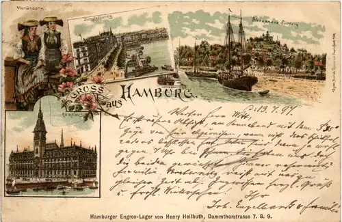 Gruss aus Hamburg - Litho -440044