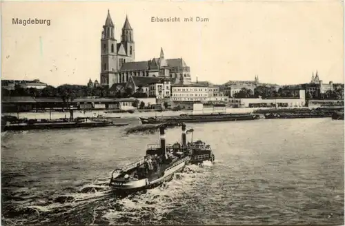 Magdeburg, Elbansicht mit Dom -375102