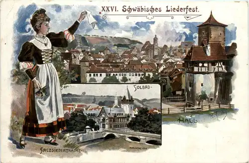 Schwäbisch-Hall - Schw. Liederfest - Privatganzsache - Litho -90604