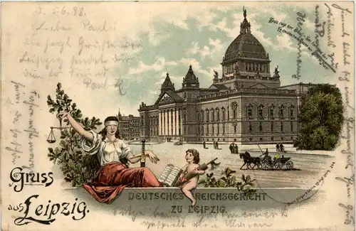Gruss aus Leipzig - Deutsches Reichsgericht - Litho -90664