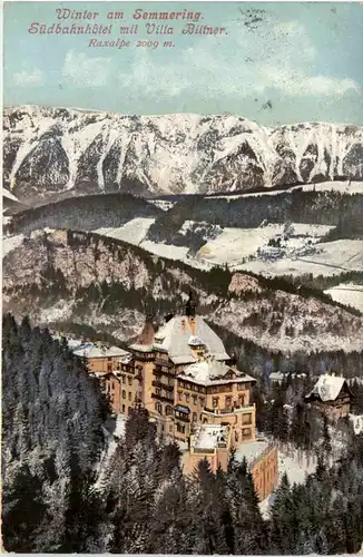 Winter am Semmering, Südbahnhotel mit Villa Biltner -375322