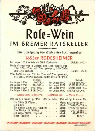 Bremen, Rose-Wein im Bremer Ratskeller -376606