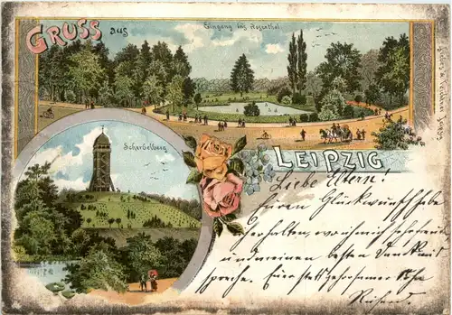 Gruss aus Leipzig - Litho -91624