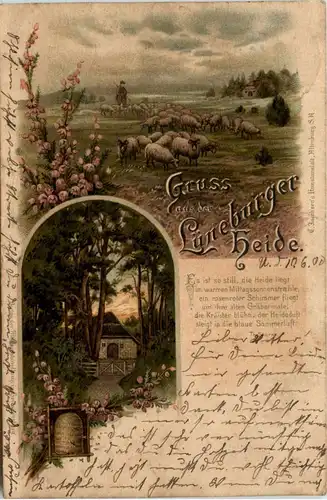 Gruss aus der Lüneburger Heide - Litho -91802