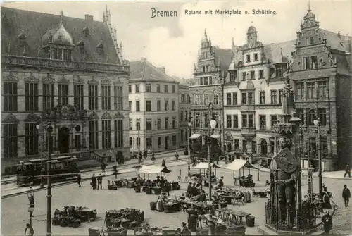 Bremen, Roland mit Marktplatz u. Schütting -375918