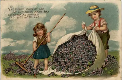 Kinder Blumen - Prägekarte -92826