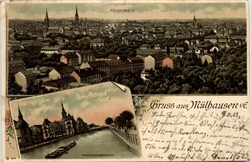Gruss aus Mülhausen - Litho -92984
