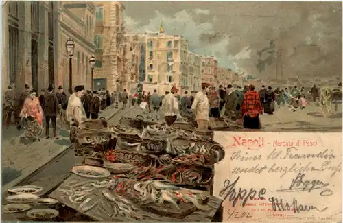 Napoli - Mercato di Pesci - Litho -93514