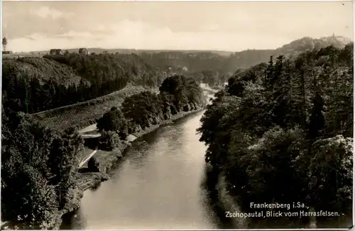 Frankenberg i.Sa., Zschopautal, Blick vom Harrasfelsen -377106