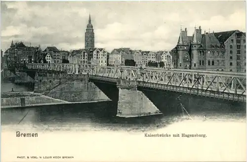 Bremen, Kaiserbrücke mit Hagensburg -375714