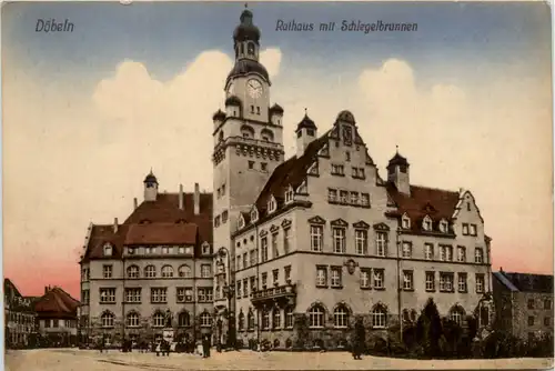 Döbeln, Rathaus mit Schlegelbrunnen -378148