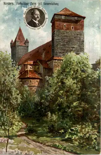 Nürnberg, Fünfeckiger Turm mit Kaiserstallung -376094