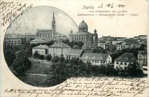 Teplitz vom Gymnasium aus gesehen - Synagoge -94314