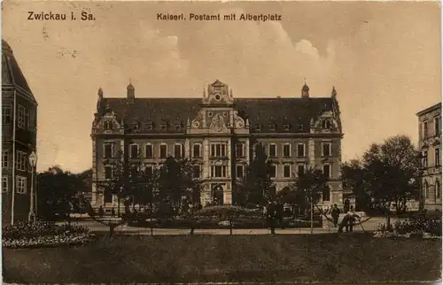 Zwickau, Kaiserl. Postamt mit Albertplatz -379070