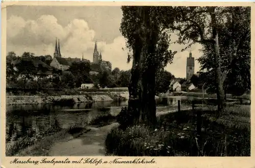 Merseburg, Saalepartie mit Schloss und Neumarktskirche -378216