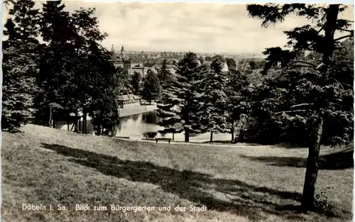 Döbeln, Blick zum Bürgergarten und der Stadt -378302