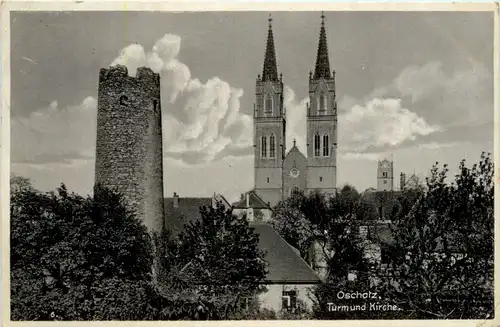 Oschatz, Turm und Kirche -378980