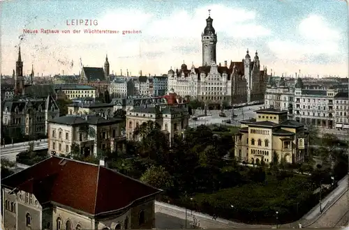 Leipzig, Neues Rathaus von der Wächterstrasse gesehen -380266