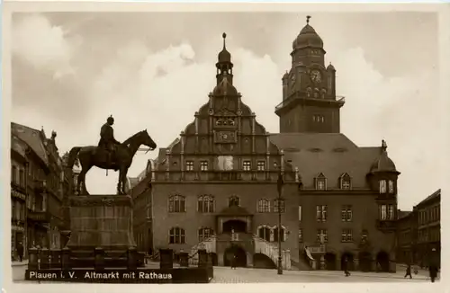 Plauen, Altmarkt mit Rathaus -380784