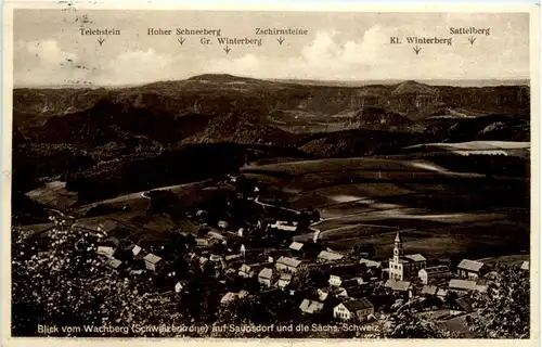 Blick vom Wachberg auf Saupsdorf und die Sächs. Schweiz -379238