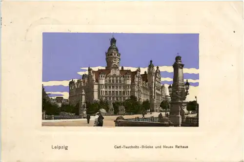 Leipzig, Carl-Tauchnitz-Brücke und neues Rathaus -381280