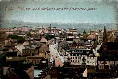 Guben, Blick von der Hauptkirche nach der Frankfurter Strasse -381506