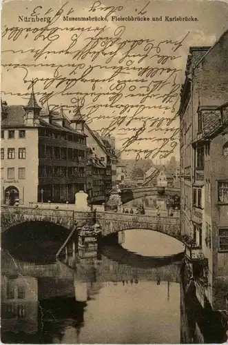 Nürnberg, museumsbrücke, Fleischbrücke und Karlsbrücke -369314