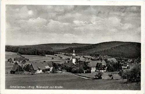 Schellerhau i. Erzgeb., Teilansicht mit Kirche -382340