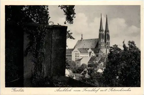 Görlitz, Ausblick vom Friedhof mit peterskirche -382740