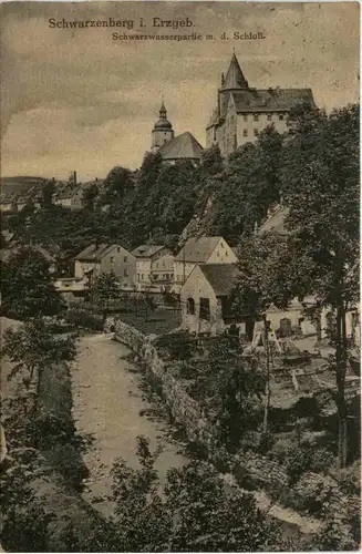 Schwarzenberg i. Erzgeb., Schwarzwasserpartie m. d. Schloss -370894