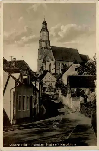 Kamenz, Pulsnitzer Strasse mit hauptkirche -382948
