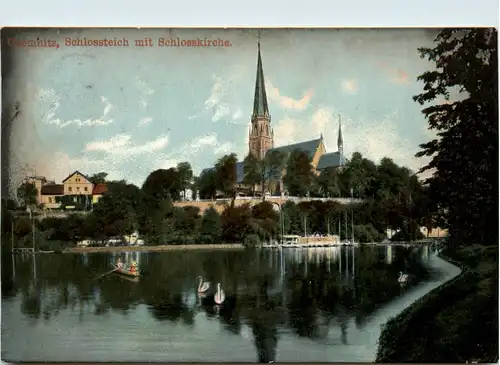 Chemnitz, Schlossteich mit Schlosskirche -383670