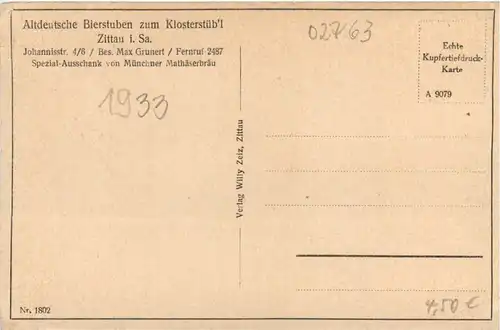 Zittau, Altdeutsche Bierstuben zum Klosterstüberl -384144