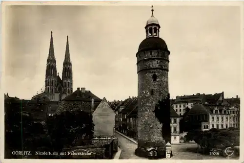 Görlitz, Nicoletturm mit Peterskirche -383946