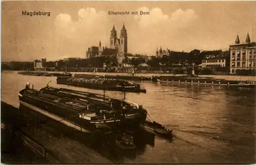 Magdeburg, Elbansicht mit Dom -386104