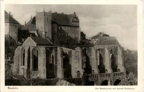 Bautzen, die Nicolairuine mit Schloss Ortenburg -387164