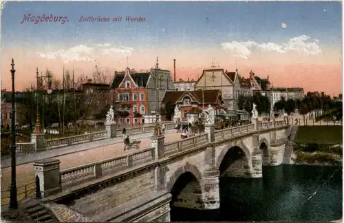 Magdeburg, Zollbrücke mit Werder -386834