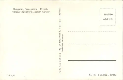 Frauenstein i. Erzgeb. Burgruine, Hinterer Hauptturm Dicker Märten -388088