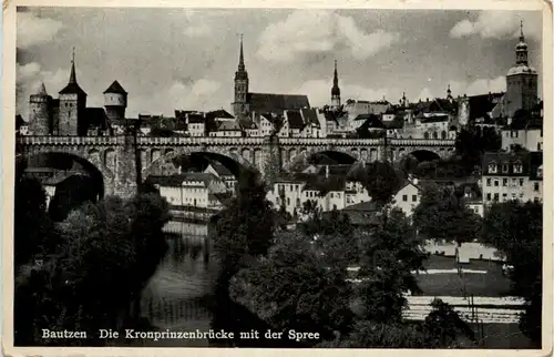 Bautzen, die kronprinzenbrücke mit der Spree -387126