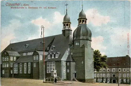 Clausthal, Marktkirche u. Denkmal Fr. Ad. Roemer -385972