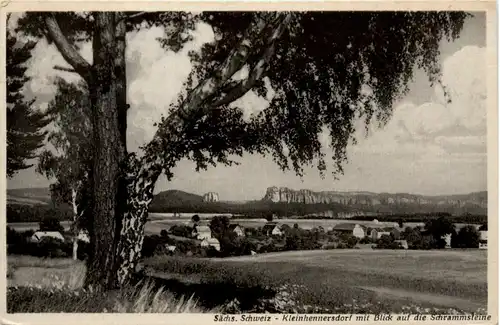 Kleinhennersdorf mit Blick auf die Schrammsteine, Sächs. Schweiz -388946