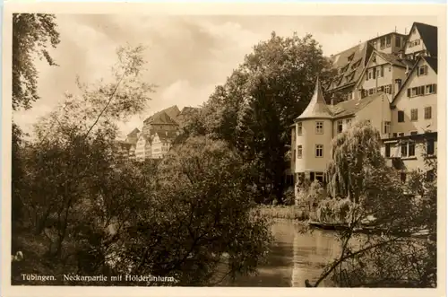 Tübingen, Neckarpartie mit Hölderlinturm -387818