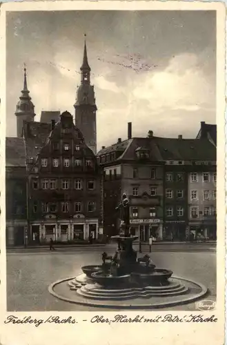 Freiberg, Ober-Markt mit Petri-Kirche -386432